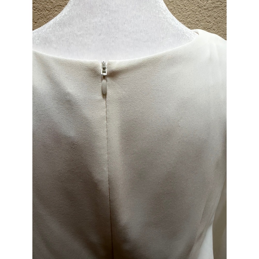 Vince Camuto Ivory White Twist Front V-Neck Long Sleeve Cocktail Dress Size 12 - Picture 4 of 10